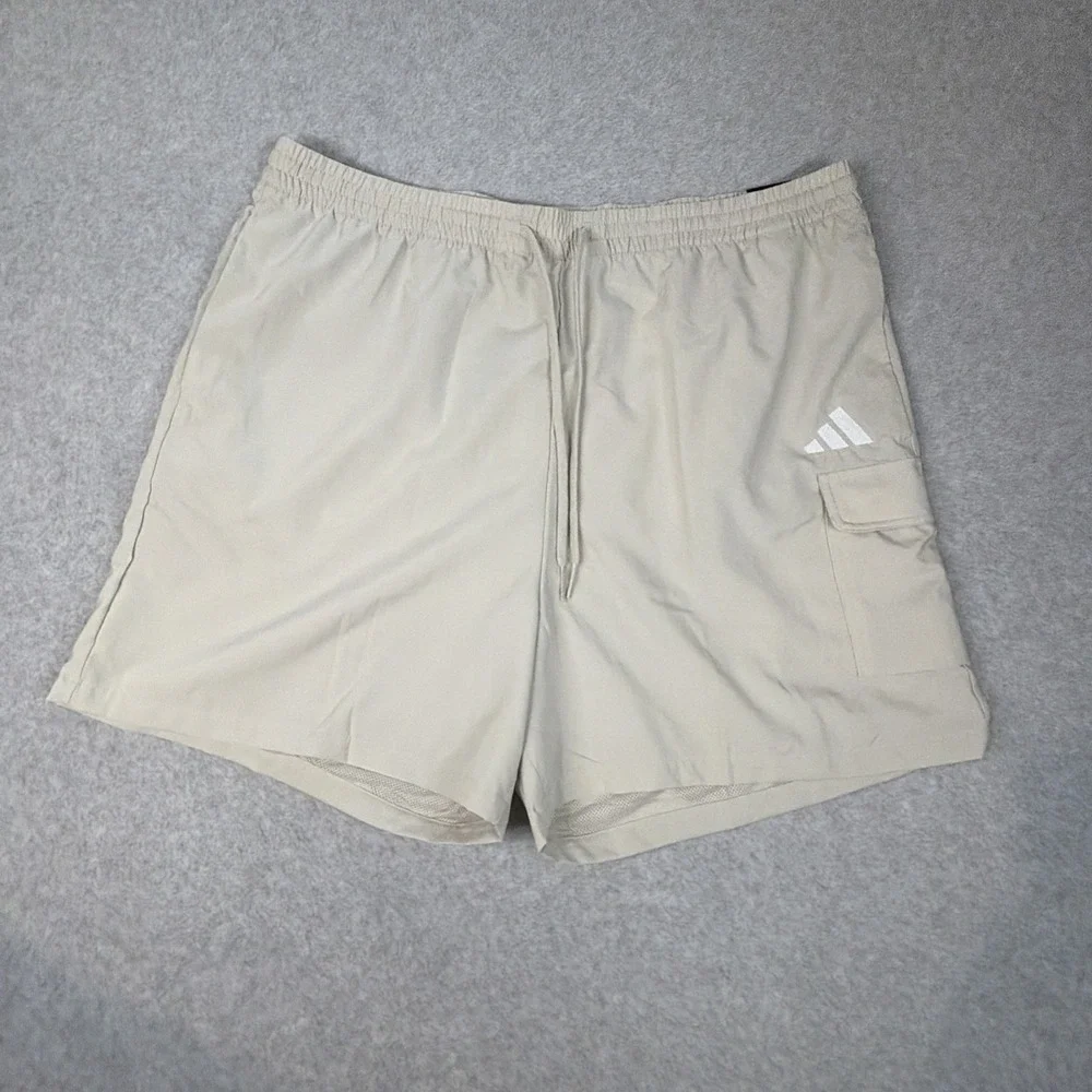 Adidas Cargo Shorts Mens 2XL Sandstone/White Logo 5